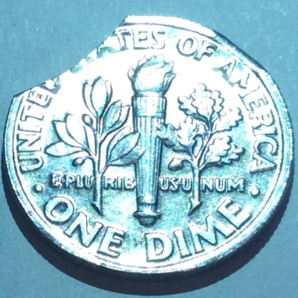 Rare Dime Double 2-Times Clipped Planchet Error